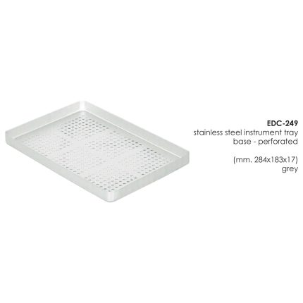 stainless steel instrument tray base - perforated  (mm. 284x183x17) grey