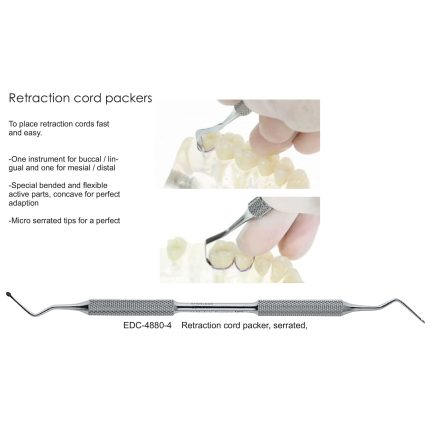 Retraction cord packer, serrated,